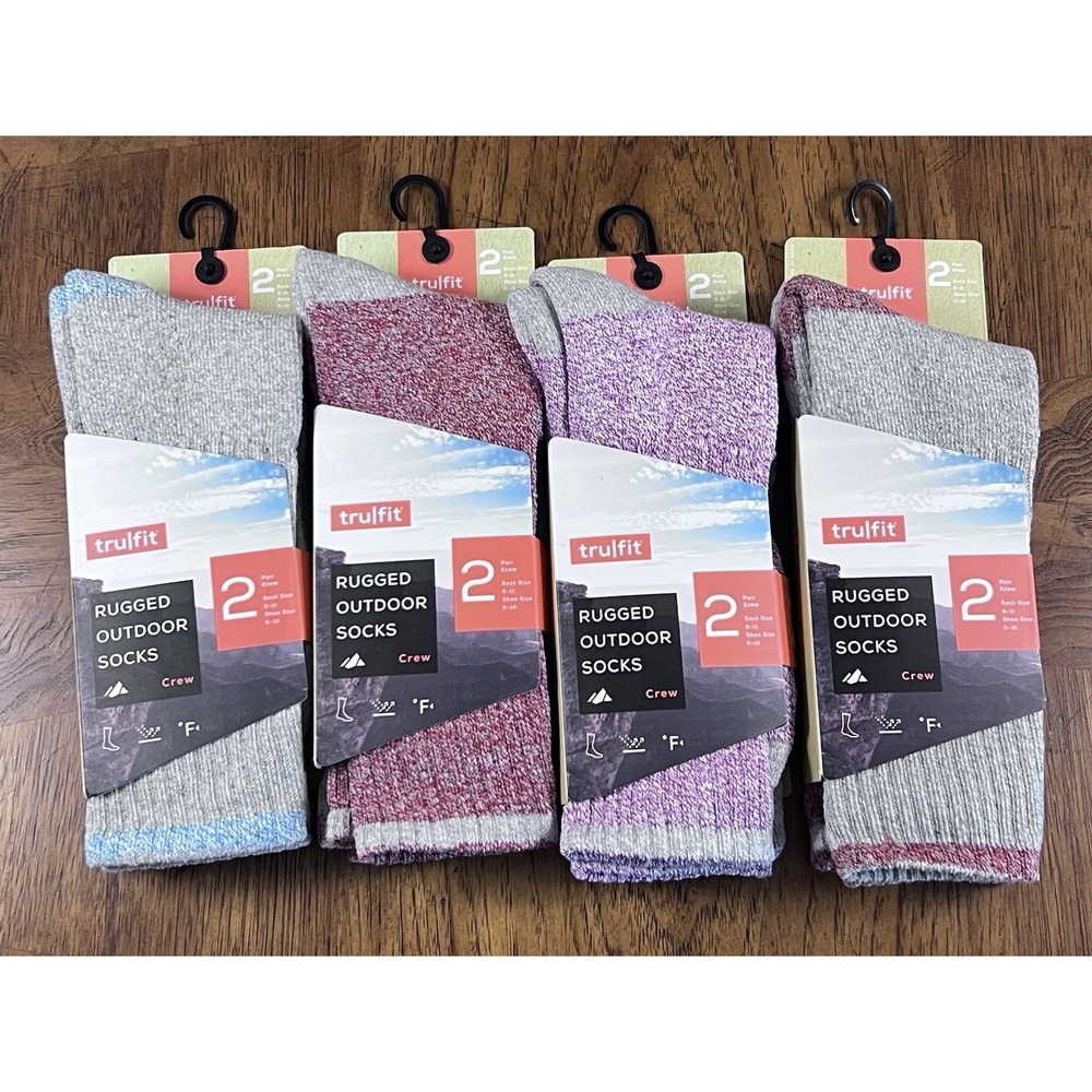 Trufit Rugged Crew Moisture Wicking Outdoor Adult 9-11 Socks 8 Pr  New